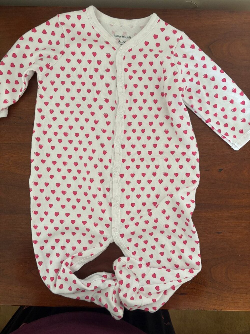 Roller Rabbit Pink Heart Footie Pajamas 6-9 months